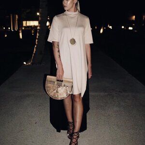 Color Block Beige & Black Maxi Dress